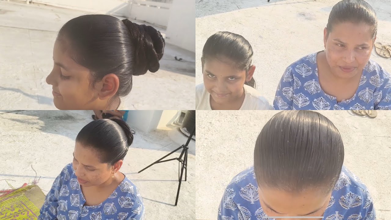 Full video p1 - mother daughter heavily oiled sleek lic comb hairplay mother daughters oiled hair