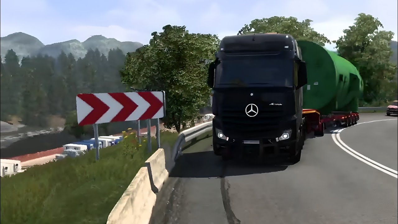 ETS 2 Live 3# Special Cargo DLC Industrial Condenser 60 Tons Mercedes Actros Giga Space 625HP