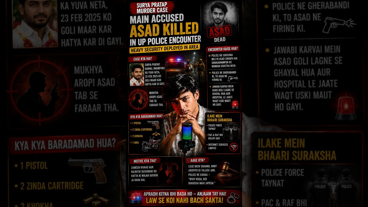Surya Pratap Murder Case: Main Accused Asad Encounter Mein Dher 😱 #shorts #murdernews #indiannews