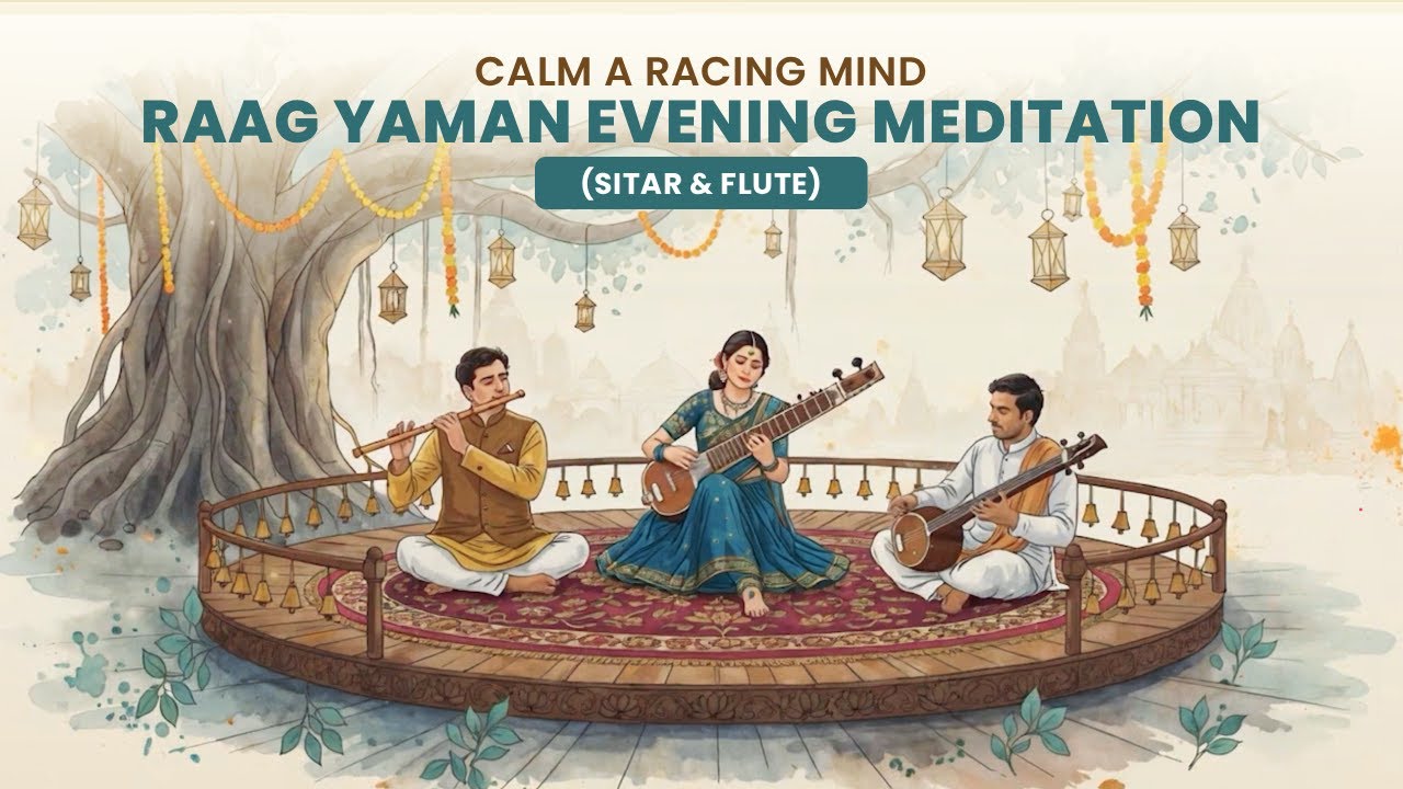 Serene Raag Yaman 🌙 Calm a Racing Mind, Inner Peace for Spiritual Healing | Sitar & Bansuri