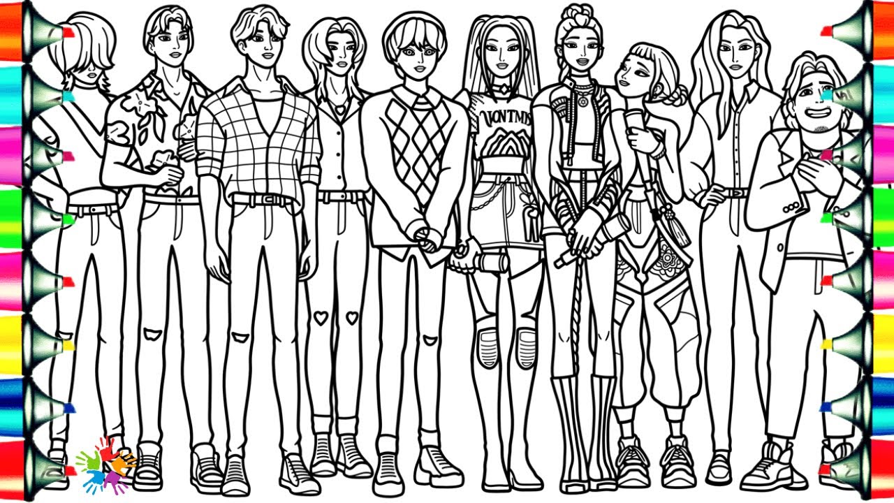 KPop Demon Hunters / Satisfying Coloring All the Main Characters / Huntrix and Saja Boys
