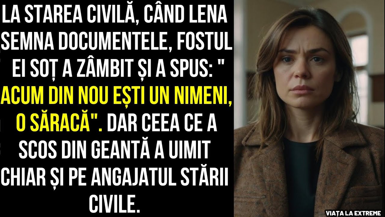 La starea civilă, când Lena semna documentele, fostul ei soț a zâmbit și a spus: 