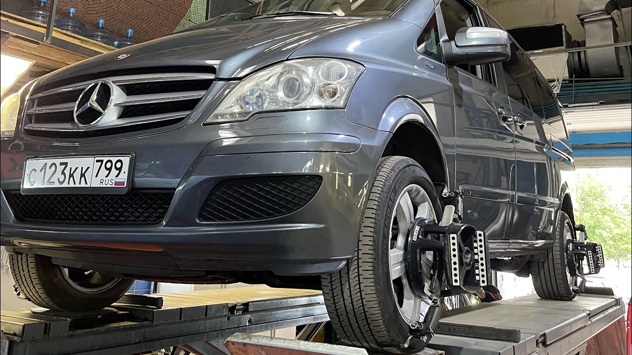 Регулировка углов установки колёс на Mercedes Viano. Подробно рассказываю и показываю.