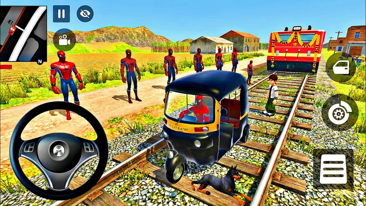 🥰Indian Thift Car 🦚 Spiderman Race Auto vs Super Train 🚆 Lot's of MC Queen Police Car 🚨 Bike 3D 