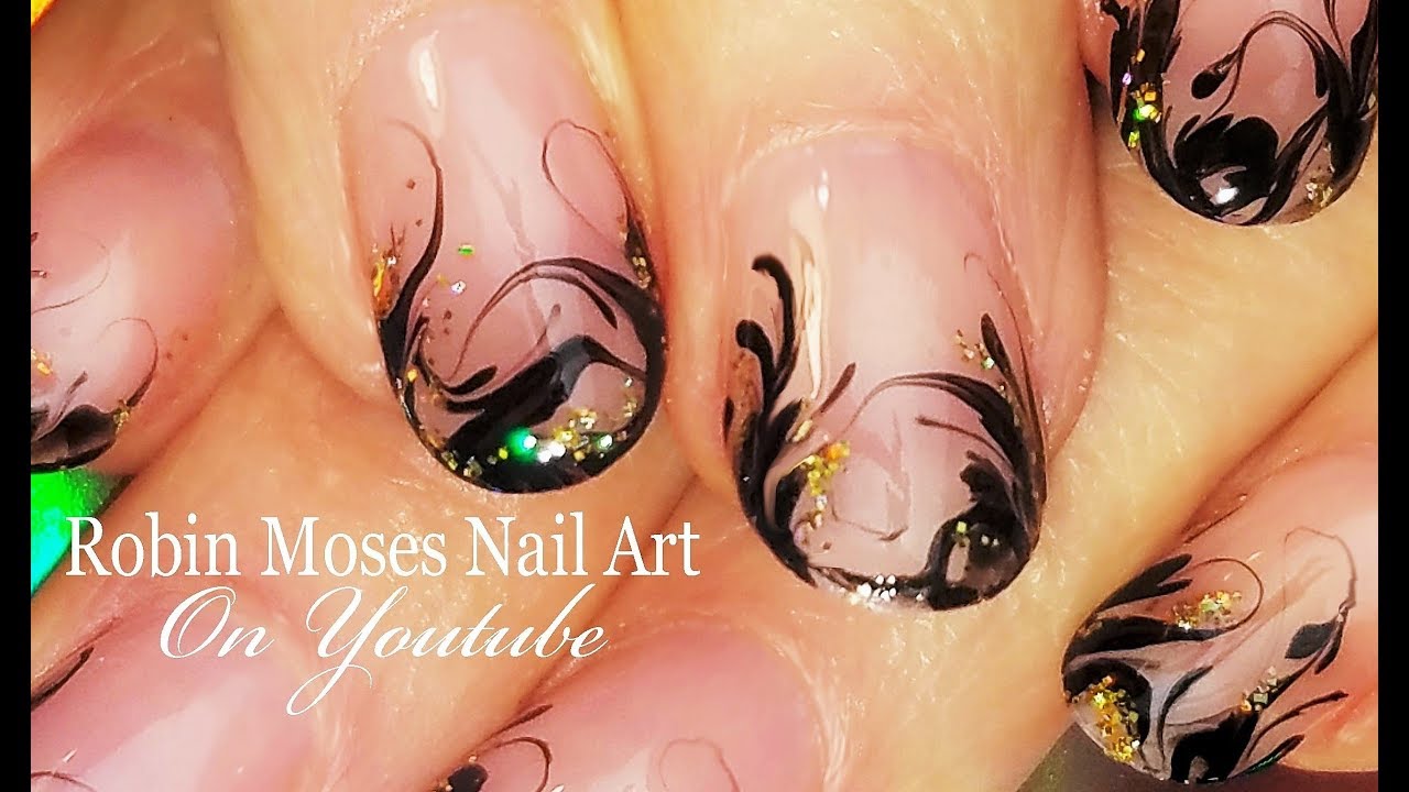No Water Marbled Smoke Nails | Black Drag Marble nail art Design