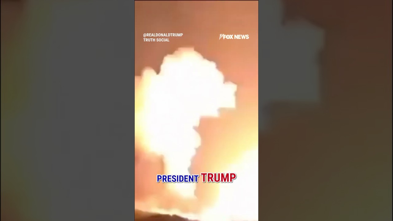 Trump releases video of BUNKER BUSTER bombs striking Iranian ammo depot #shorts #iran #us #news