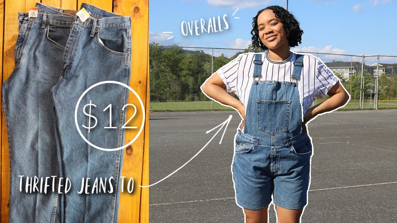 THRIFTFLIP// How to turn thrifted jeans into the PERFECT SUMMER OVERALLS!