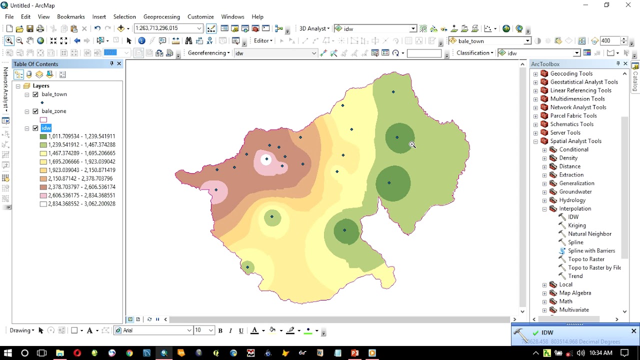 IDW (Inverse Distance Weight) ArcGIS 10.3 | GIS and Remote Sensing Analytics
