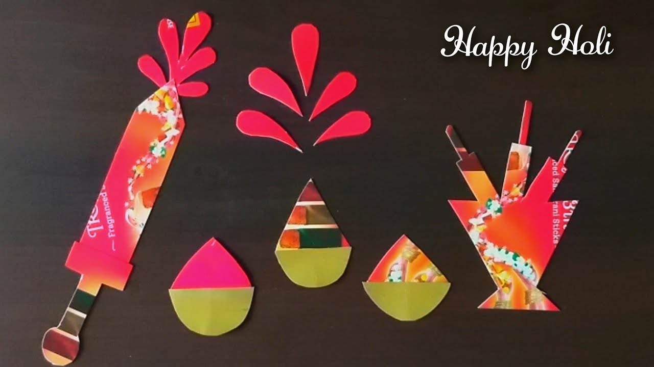 holi special easy paper craft  idea // how to make holi special craft waste paper DIY