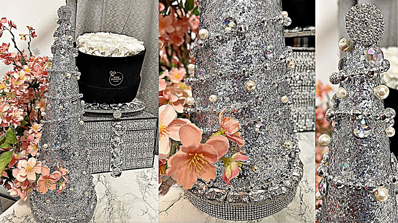 DIY GLAM BLING STYROFOAM CHRISTMAS CONES IDEAS DIY ROOM DECOR HOME DECORATING IDEAS DIY