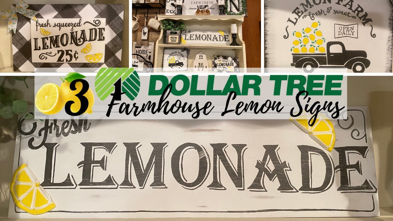 3 DOLLAR TREE LEMON SIGNS 🍋 DOLLAR TREE FARMHOUSE SUMMER DECOR | DOLLAR TREE DIY