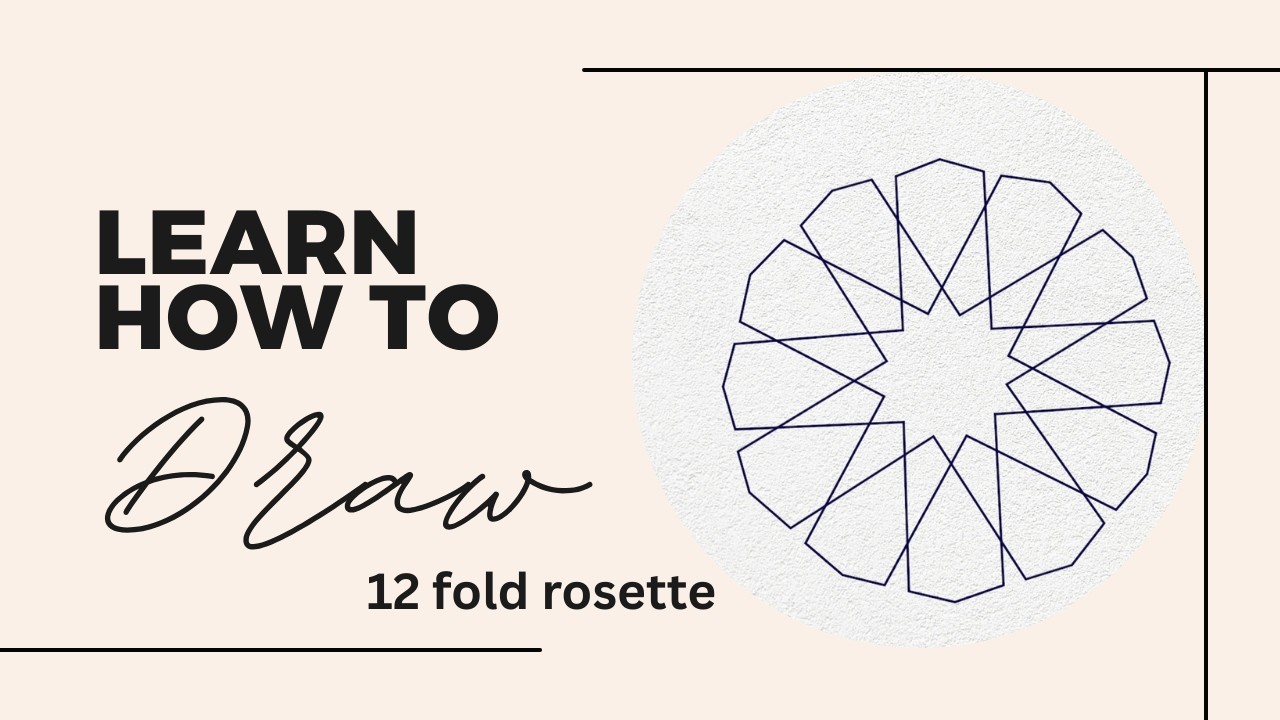 12 Fold Rosette Geometric Pattern | Step by Step Islamic Geometry Drawing