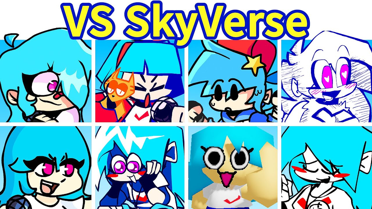 Friday Night Funkin' VS nuSky & SkyVerse FULL WEEK + All Secrets (Ski, SkyBlue, nuSky...) - FNF Mod