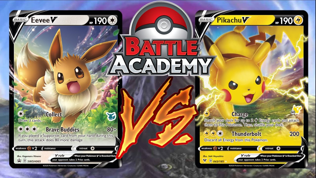POKEMON TCG BATTLE ACADEMY PIKACHU DECK VS EEVEE DECK