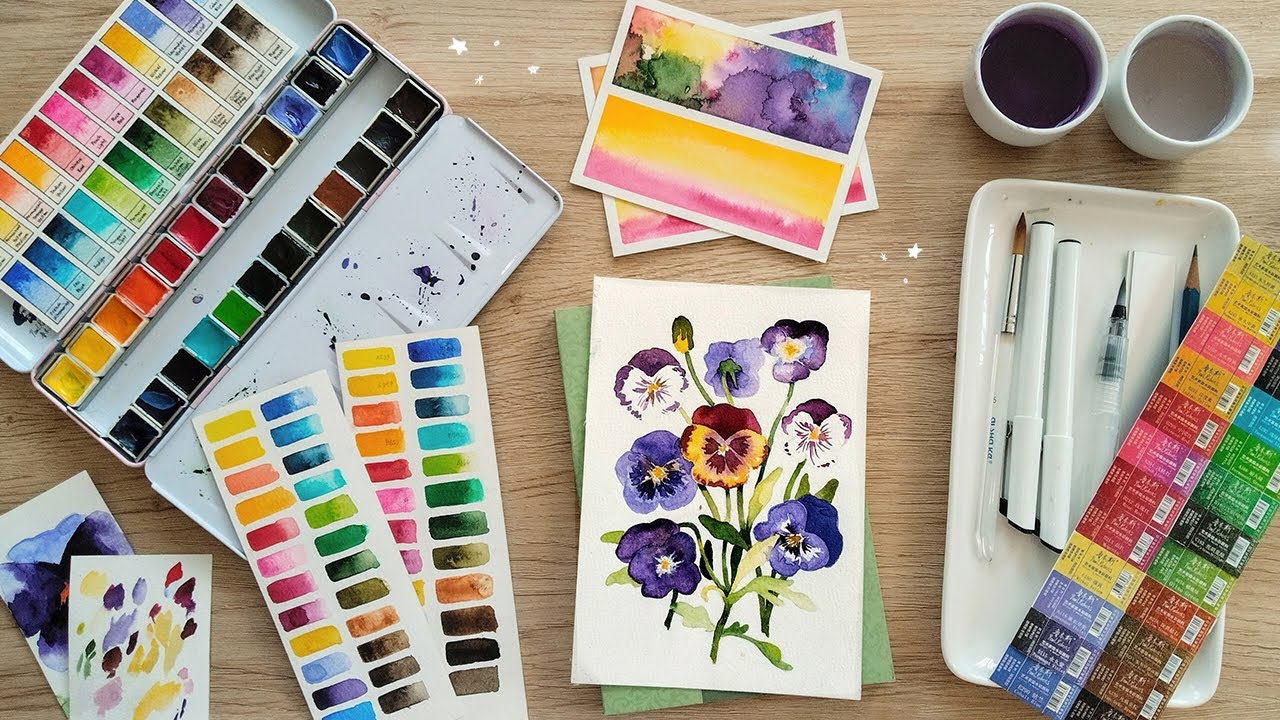 art vlog ˚｡⋆ painting with watercolors  / floral illustrations