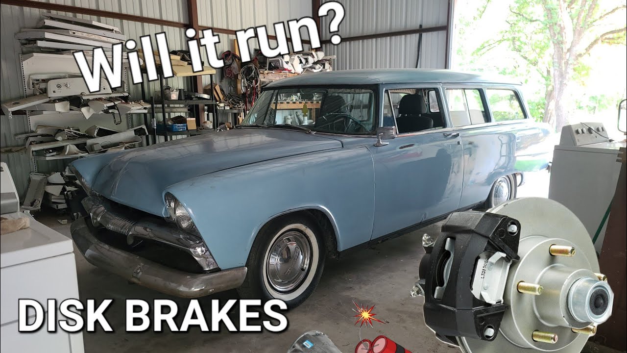 How to install Disk brakes on a 1955 Wagon gets Disk brakes, Portawalls, and hubcaps.