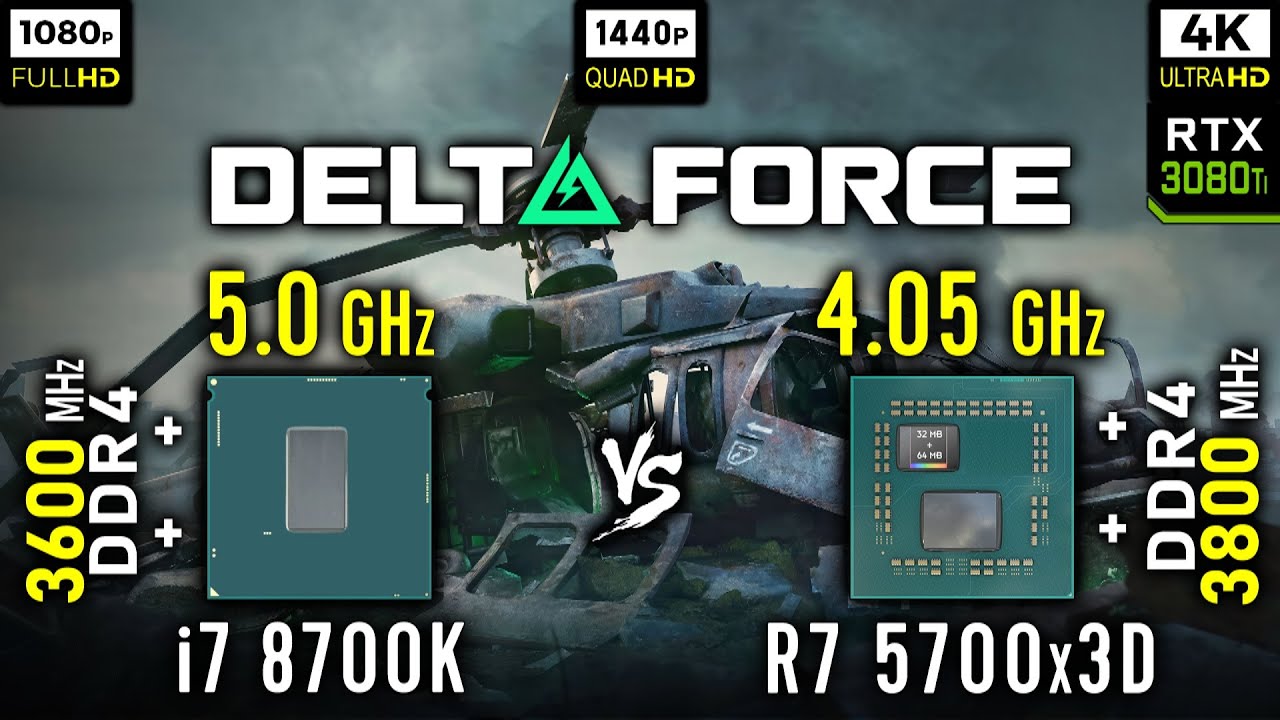 i7 8700K OC vs Ryzen 7 5700x3D in Delta Force | RTX 3080 Ti [ 1080p, 1440p, 4K ]