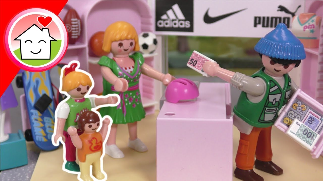 Playmobil Familie Hauser - Shopping mit Manni M&uuml;tze - Kommissar Overbeck Anna und Lena