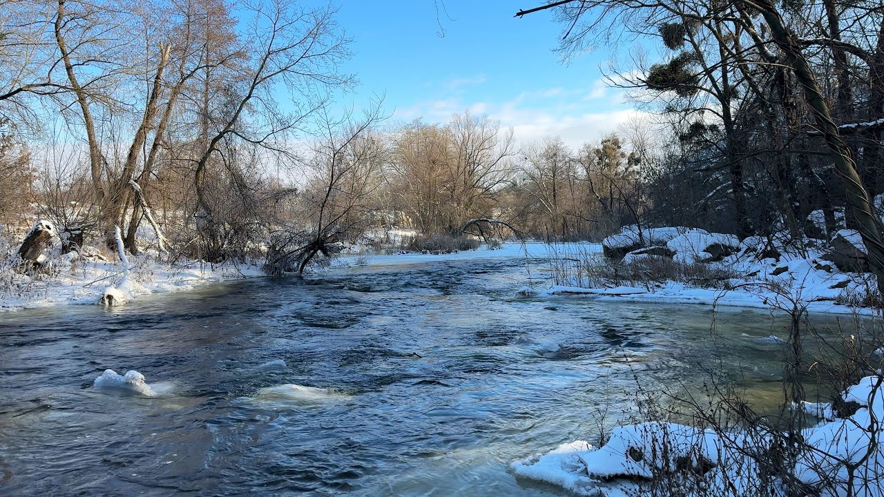 Relaxing Winter River Sounds for Sleep & Stress Relief | 1 Hour Nature Sounds 4K