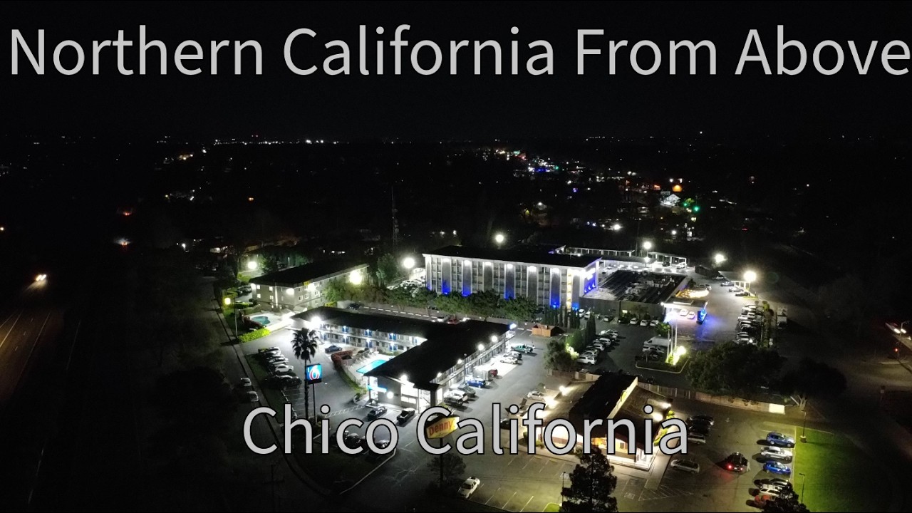 Chico, California at Night From Above | North Valley Plaza Aerial Drone Footage
