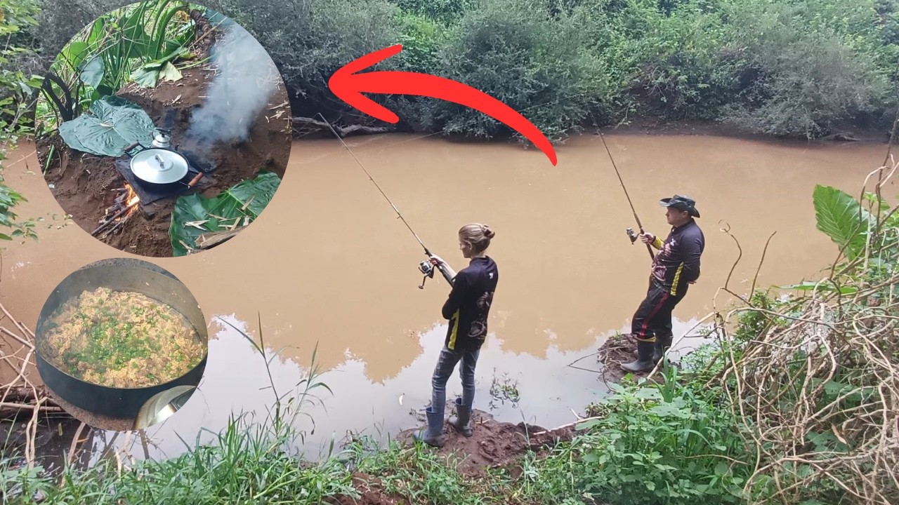 PESCARIA DIFÍCIL: QUANDO O PEIXE NÃO VEM, O CARRETEIRO NO FOGO DE CHÃO ROUBA A CENA....