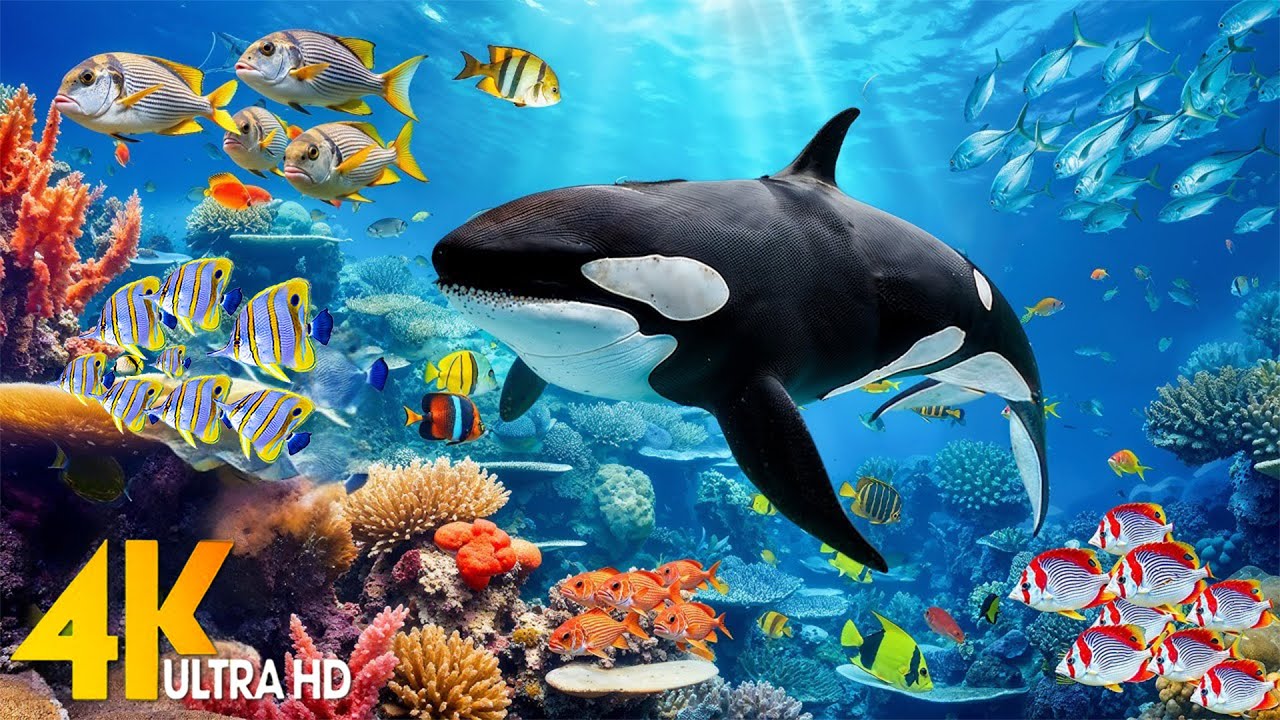 Ocean 4K - Sea Animals for Relaxation, Beautiful Coral Reef Fish in Aquarium - Sleep Music