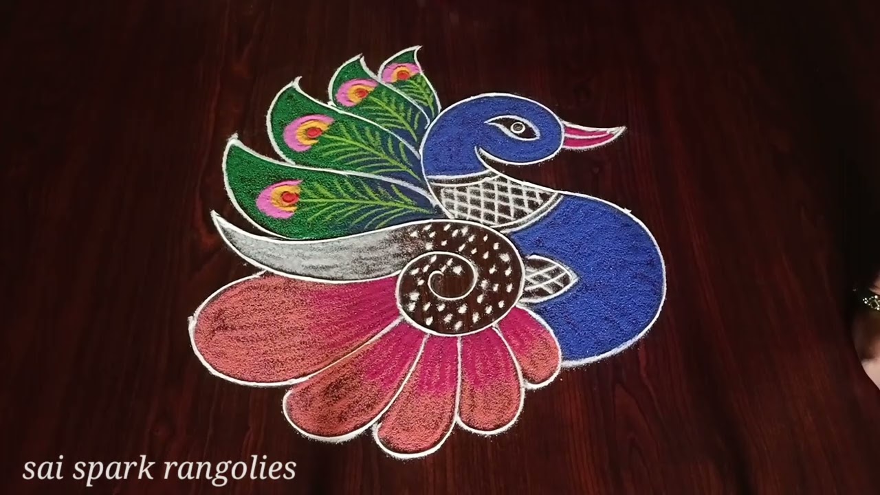 beautiful Lotus flower rangoli | simple peacock rangoli | latest Kolangal @saisparkrangolies