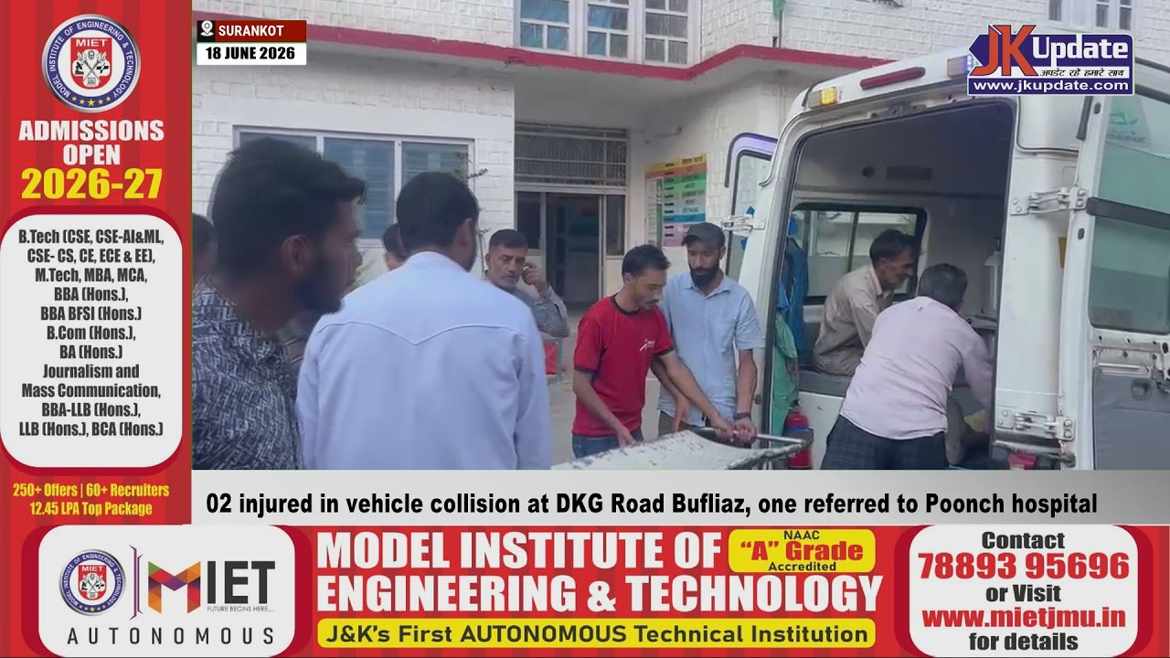 02 injured in vehicle collision at DKG Road Bufliaz, one referred to Poonch hospital