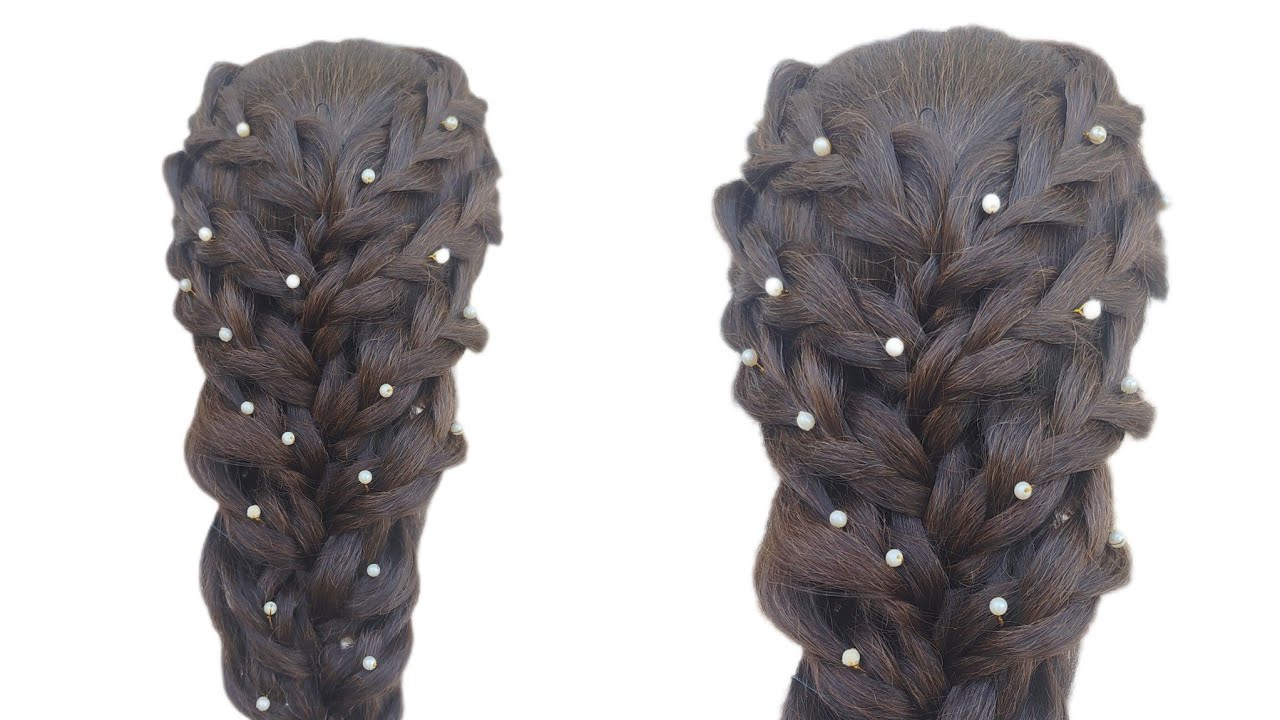 Stylish Pearl Embedded Braid | Easy Side Braid Hairstyle for Functions | Royal Look Pearl Braided 