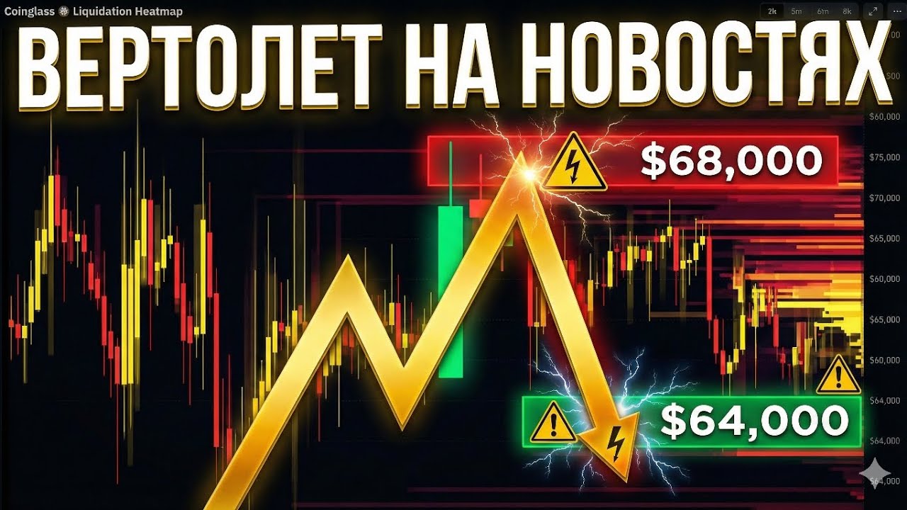 ⚠️ СРОЧНО БИТКОИН: ВЕРТОЛЕТ НА НОВОСТЯХ. Карта Ликвидаций раскрыла план.