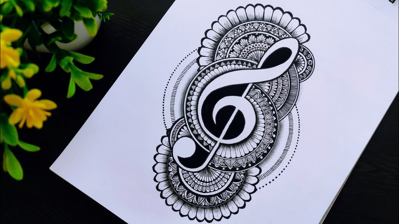 Music Note Mandala Art|(@VennilaYLCreations )|How to Draw Mandala Art step by step|Mandala Art