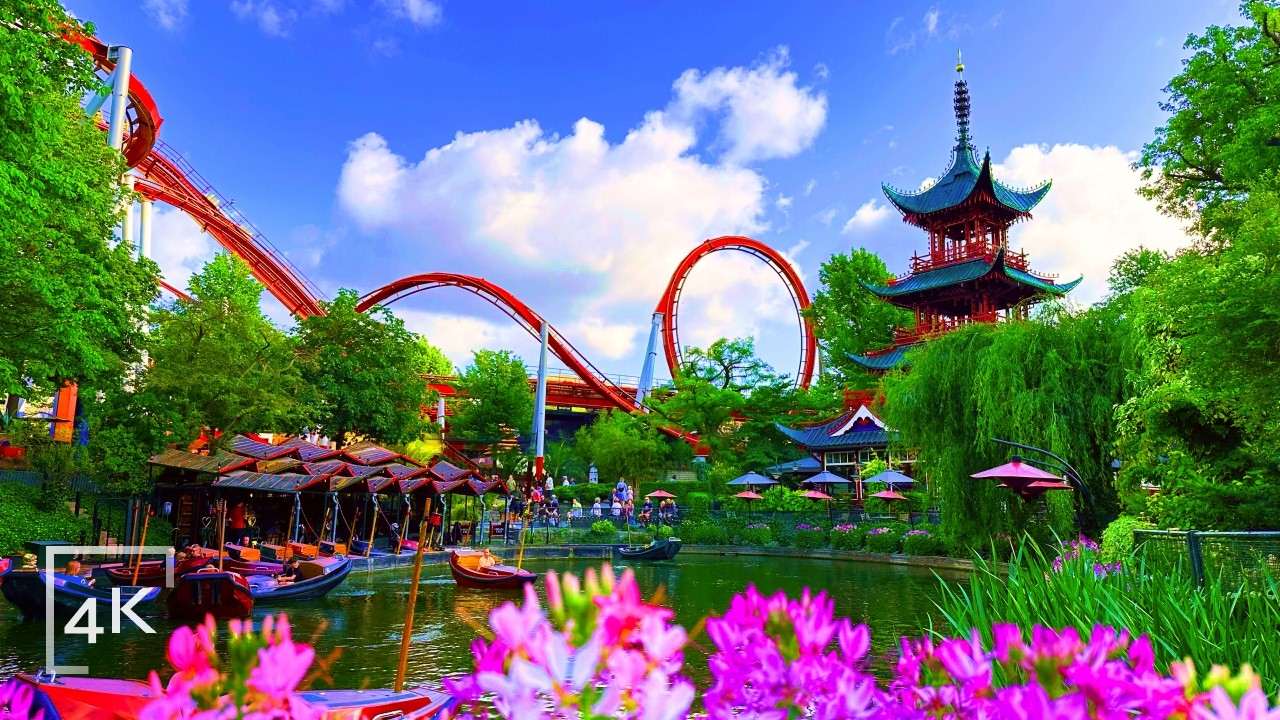 Tivoli Theme Park Tour 4K | Copenhagen Denmark ASMR