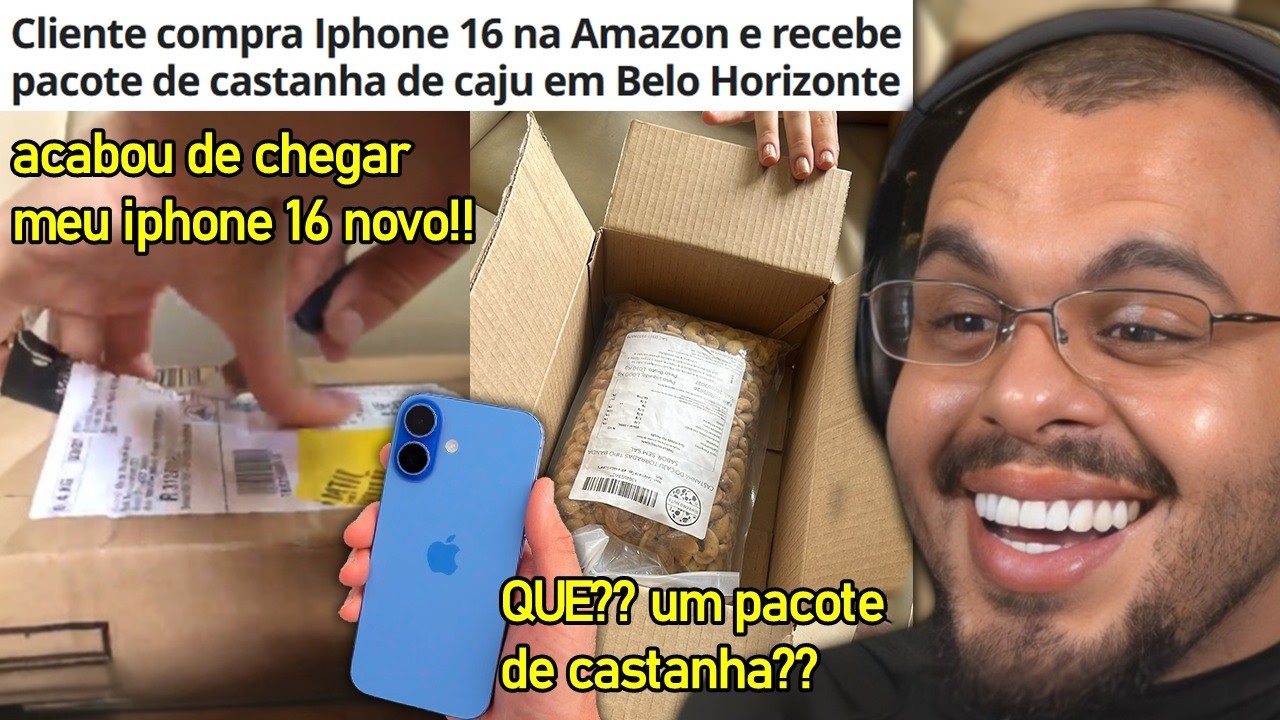 COMPROU UM IPHONE NA AMAZON E RECEBEU UM PACOTE DE CASTANHA