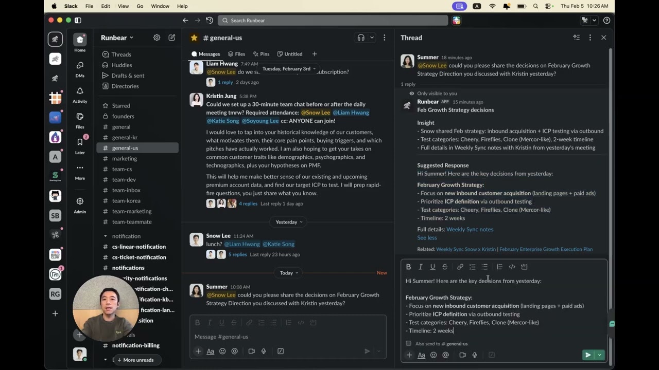 How Runbear Inbox works in Slack and Email