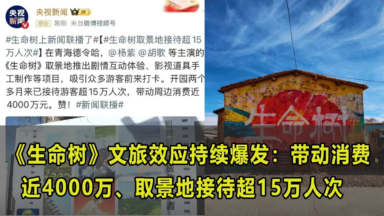 杨紫 胡歌《生命树》文旅效应持续爆发：带动消费近4000万、取景地接待超15万人次 #生命树上新闻联播#