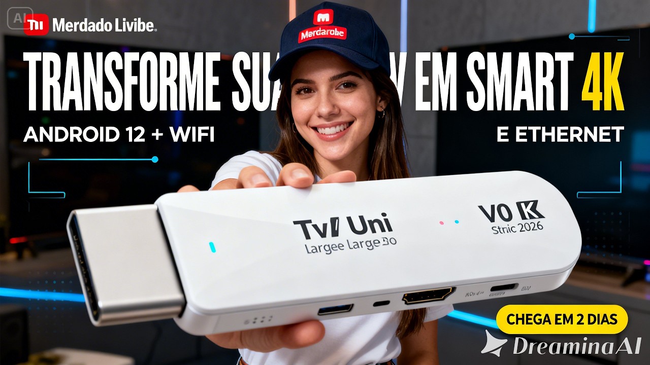 TV Box Uni V10 4K Android 12 2026 – Transforme Sua TV em Smart com Wi-Fi, Netflix e Prime Video