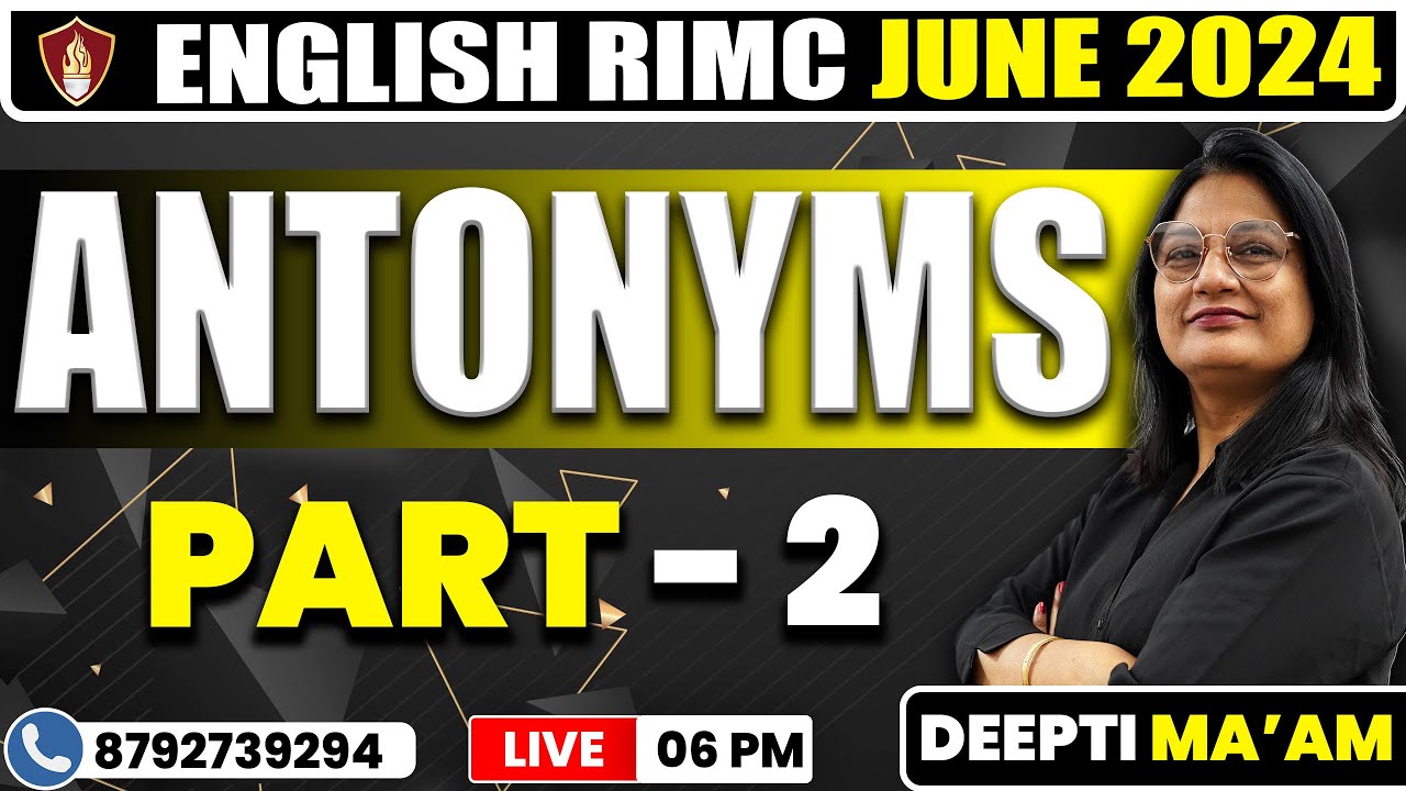 Antonyms | English RIMC June 2024 | RIMC Online Coaching Classes | RIMC English