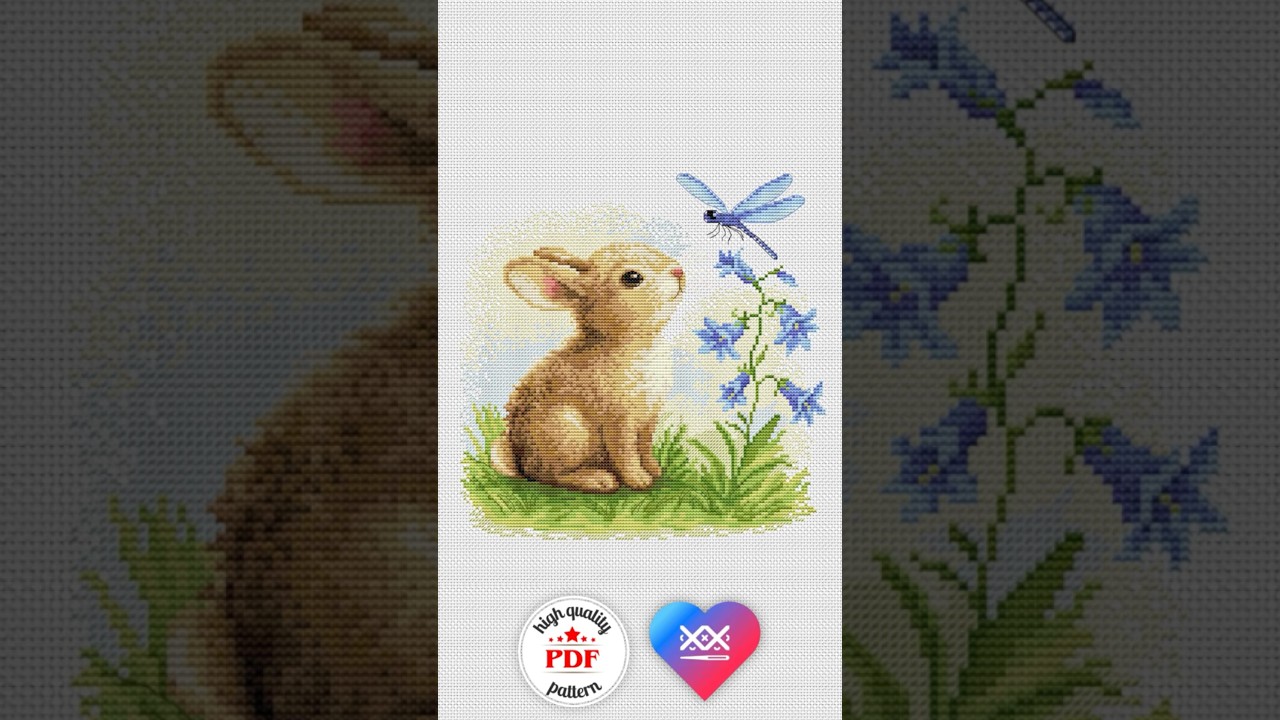 Bunny and Dragonfly Embroidery Pattern  