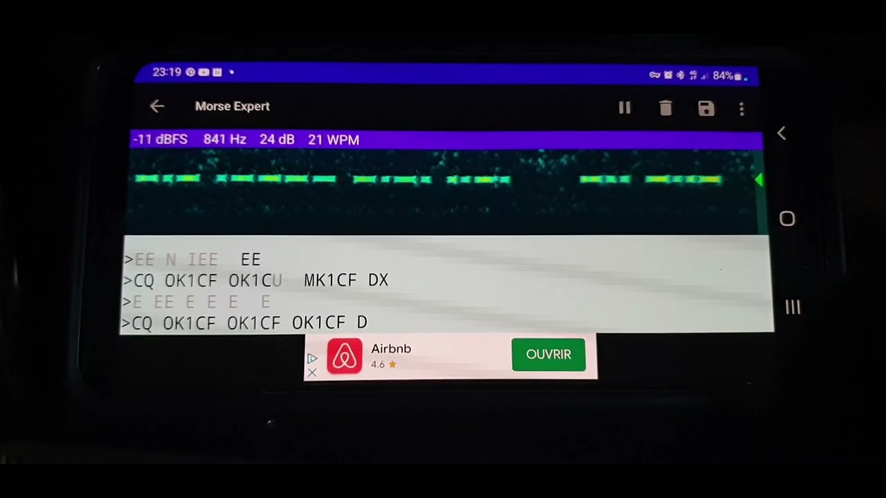 2022/10/26 Little Test CW on 160 m with Morse Expert by VE3NEA, Free version for Android
