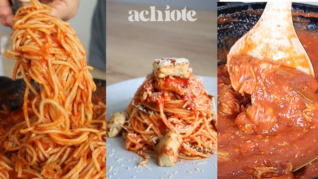 ¡Espaguetis cremosos con pimentón y  pollo que parecen de restaurante!