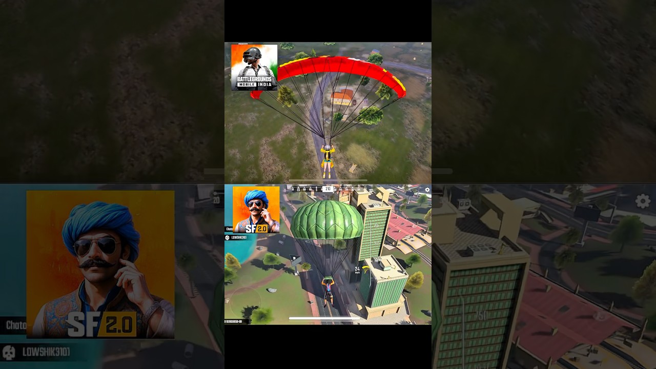 BGMI VS SCARFALL 2.0 Landing comparison 😎 #shorts #bgmi #scarfall