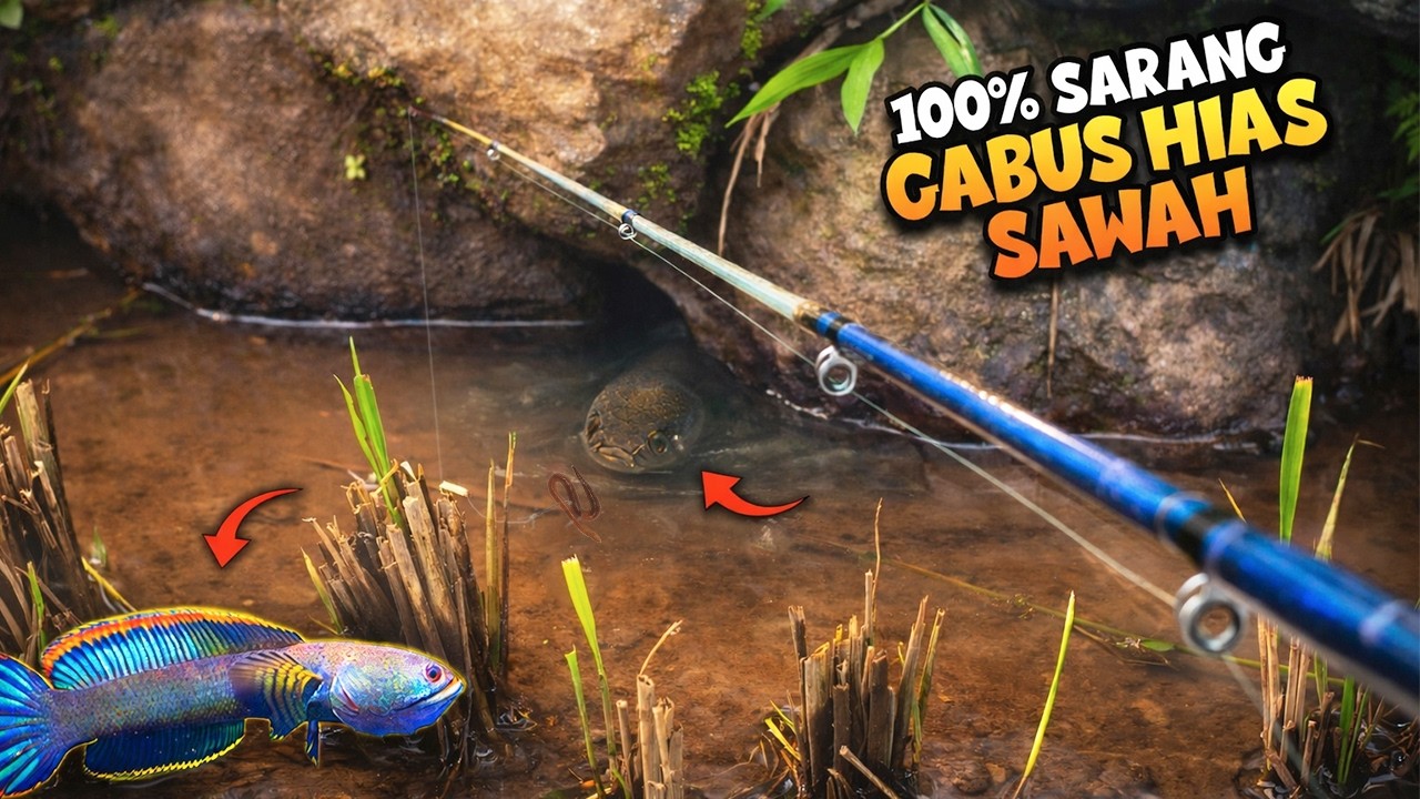 Cuma Mancing di SAWAH Dapat GABUS HIAS BIRU dan JUMBO‼️Snakehead Fishing (Dwarf Channa)