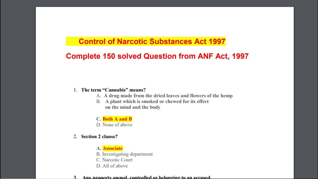ANF Departmental Questions Solved (ANF ACT 1997 QUESTION)
