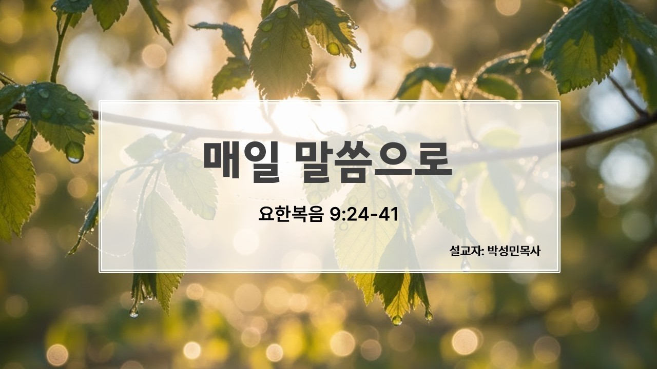 순전한교회 / 요한복음 9:24-41 / 박성민목사 /2026.03.03(화) 매일말씀으로