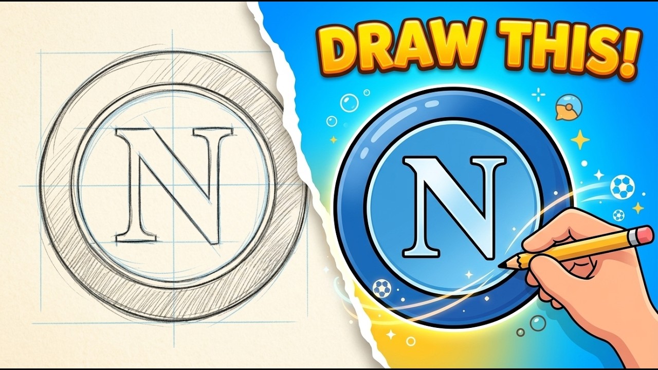 How to Draw Napoli Logo, Draw and Color Logo, Napoli Drawing, Drawing Napoli Logo, Draw SSC Napoli