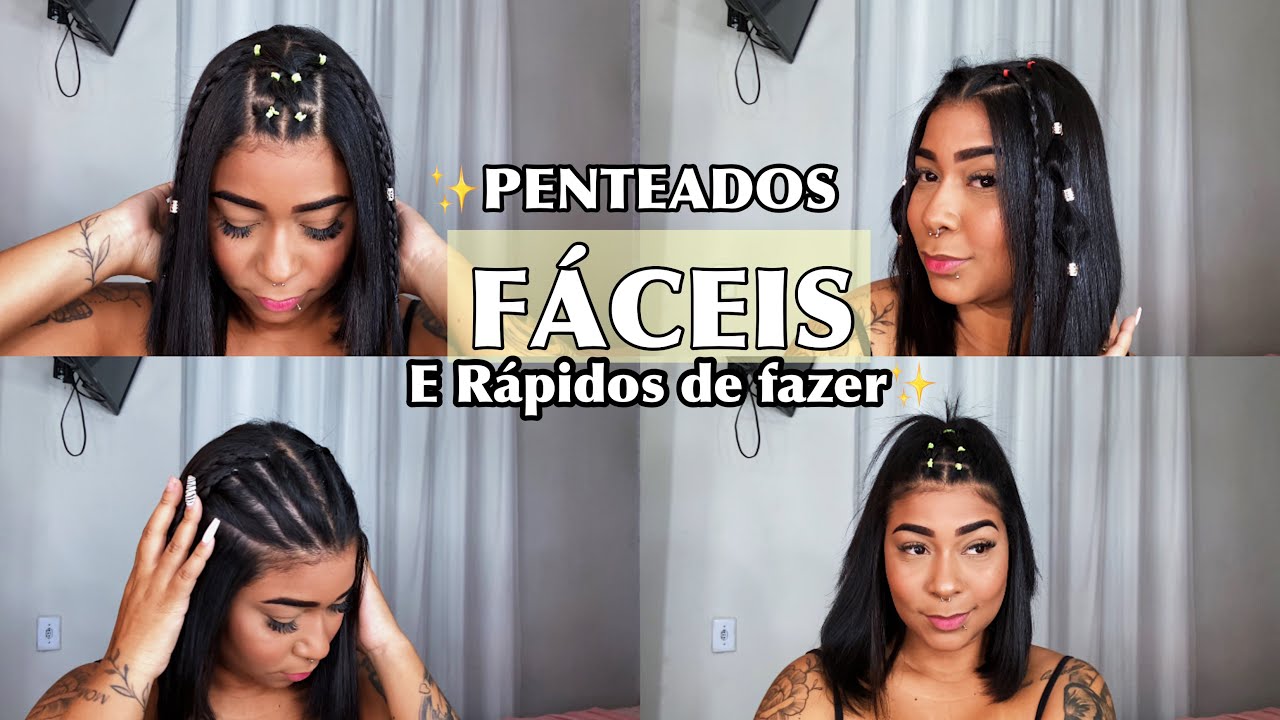 4 PENTEADOS SIMPLES E FÁCEIS USANDO ELÁSTICO| *Estilo Pinterest bem gringo*