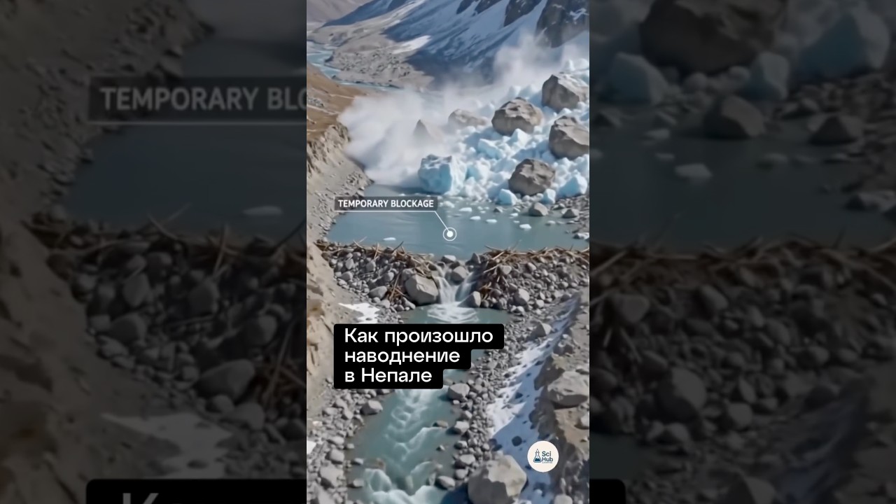 Пояснения потопа в Непале. #наводнение #потом #непал #лавина #тибет