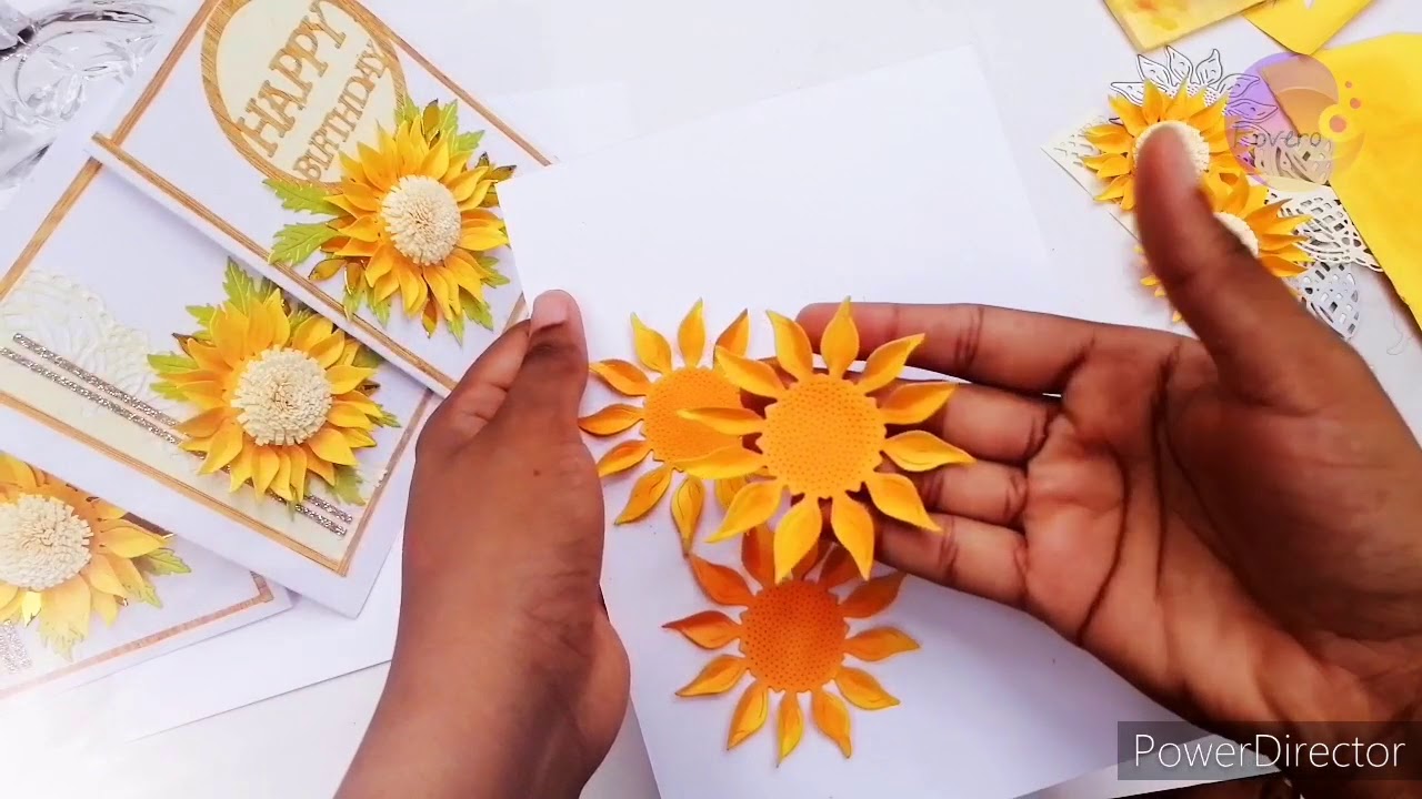 How to make sunflower themed greeting card , flower die cuts / craft tutorial