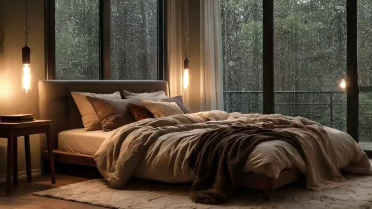 Relaxing Sleep Music for Deep Rest and Stress Relief - Cozy Bedroom On Rainy Day to Reduce Insomnia