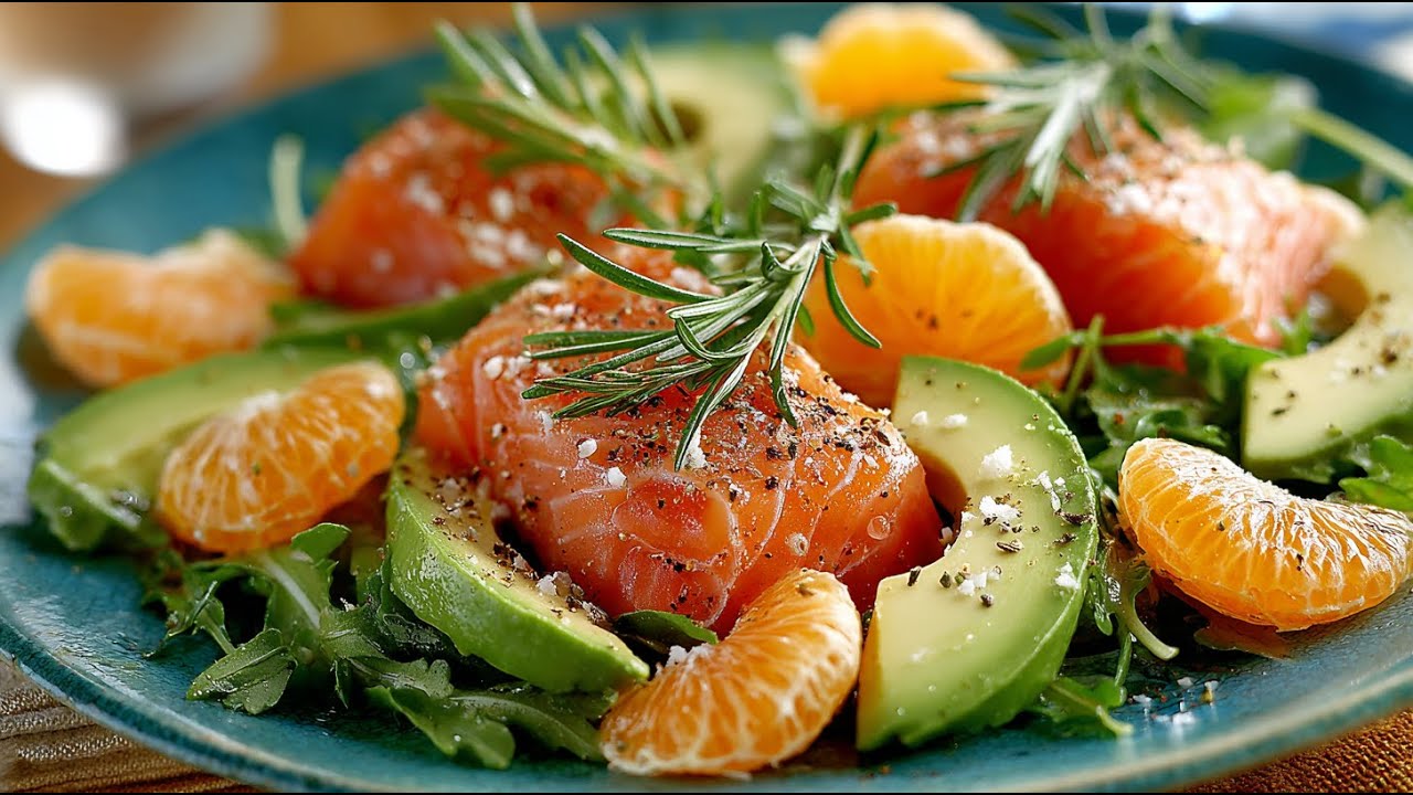 Dieser Salat macht süchtig! Lachs, Avocado & Mandarine in 5 Minuten